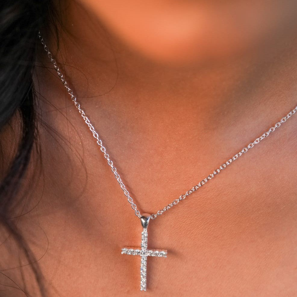 Gold/Silver Crystal Cross Necklace - Kenyan Faith Jewelry for Men & Women