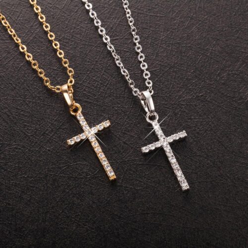 Gold/Silver Crystal Cross Necklace - Kenyan Faith Jewelry for Men & Women