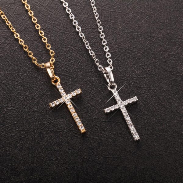 Gold/Silver Crystal Cross Necklace - Kenyan Faith Jewelry for Men & Women