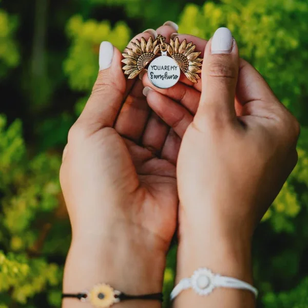 🌻 You Are My Sunshine, Sunflower Locket Necklace – Buy 1 Get 1 FREE 🎁 - Image 4