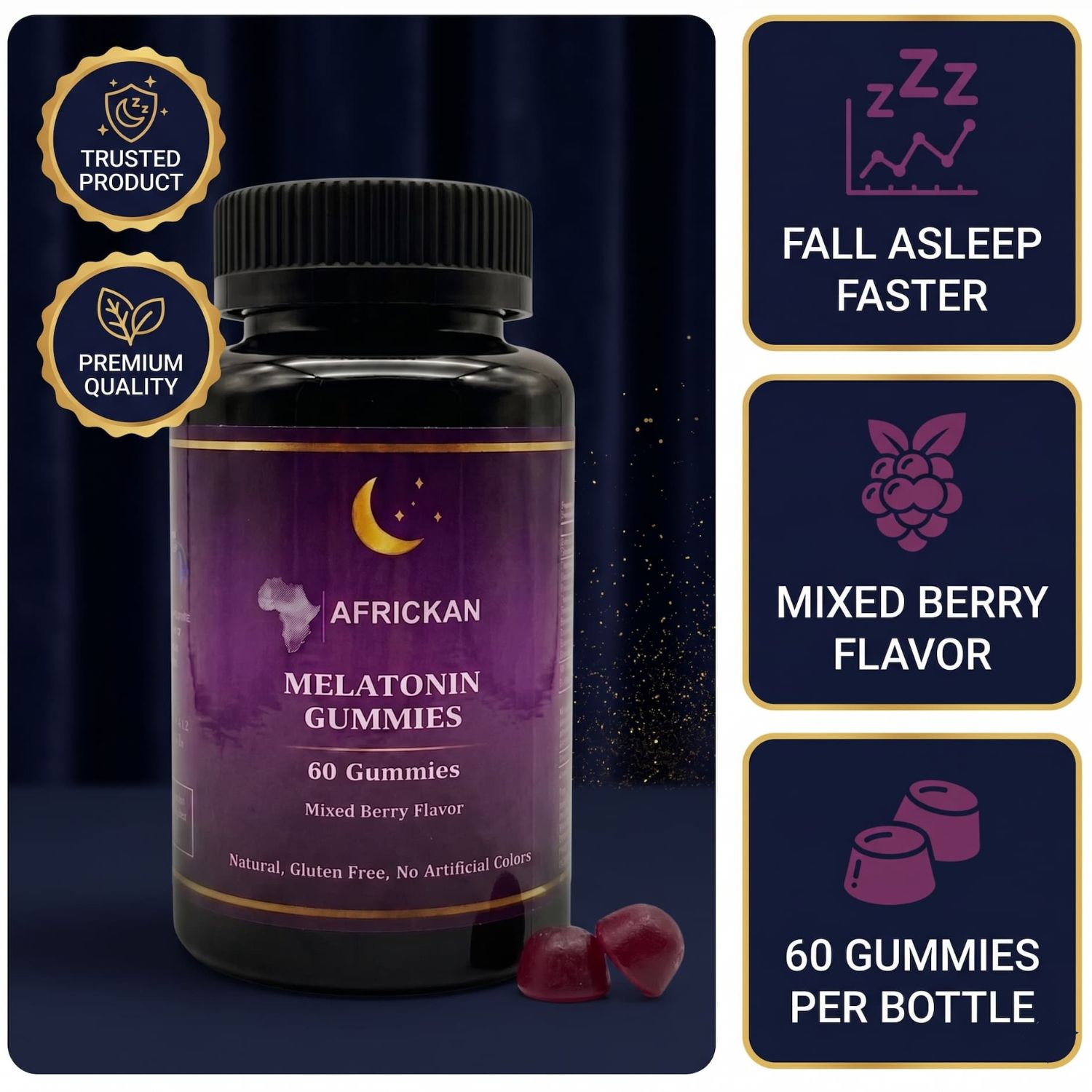 Africkan Melatonin Gummies — Deep Sleep Formula